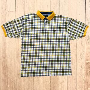 Woods & Gray Vintage Polo Shirt Multicolor Plaid Cotton Adult Size 2XL 90s